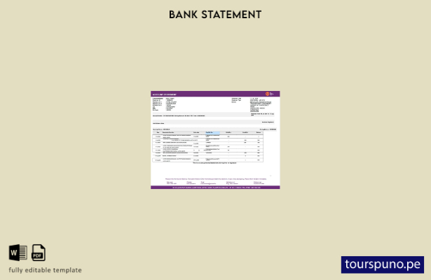 listo para imprimir plantilla de versión en Word del estado de cuenta bancaria d